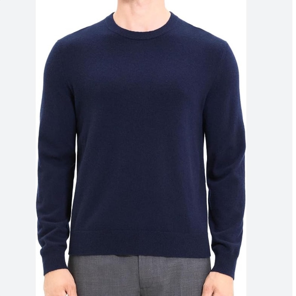 Theory Hilles Crewneck Sweater Mens XL Navy Blue‎ 100% Cashmere M0888719